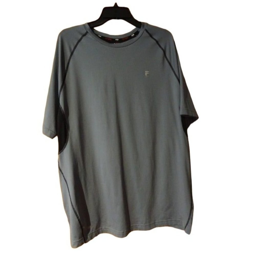 Men's FILA SPORT Short Sleeve Gray, Black Athletic shirt Size XXL